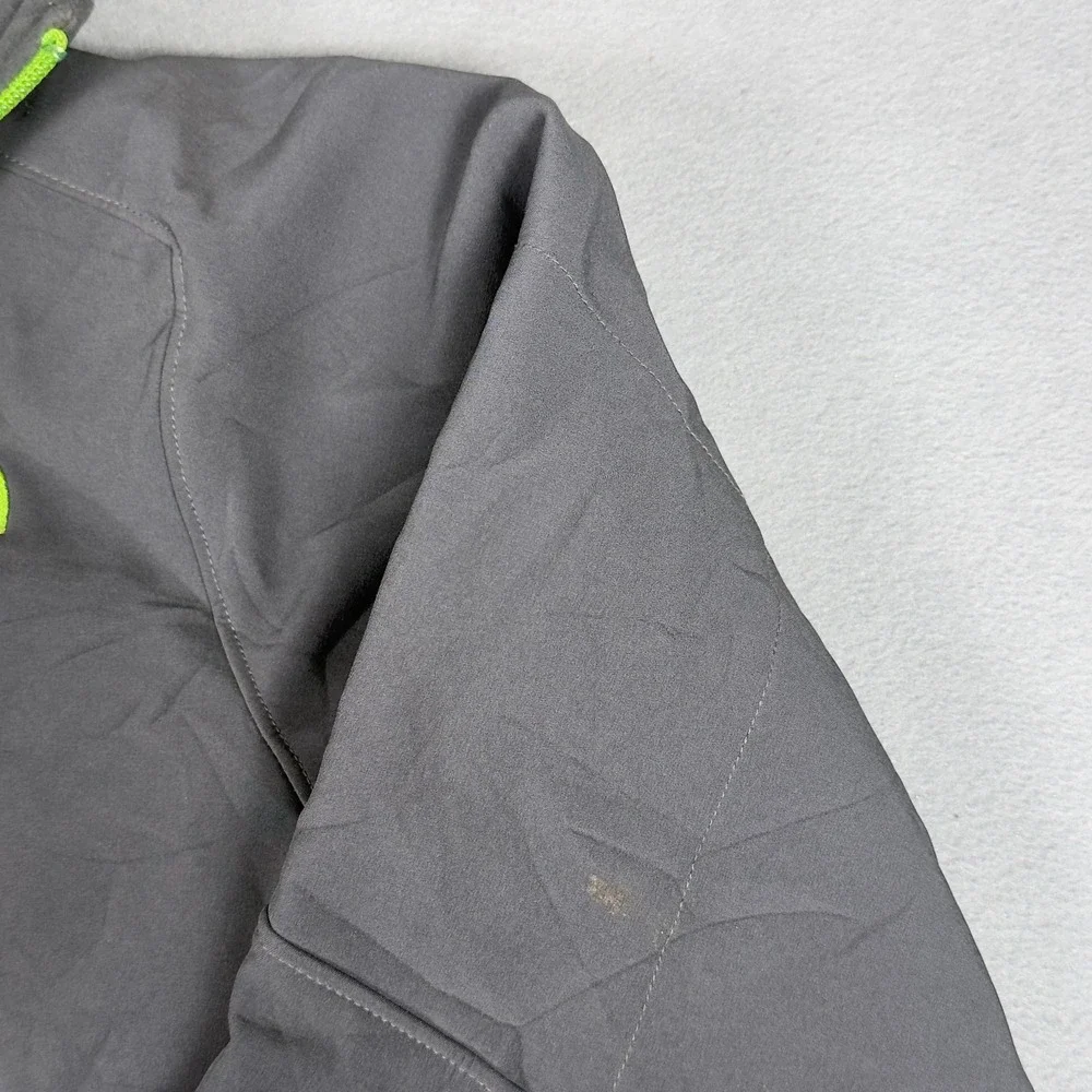 The North Face Apex Android Hoodie Softshell Jacket Mens Medium Gray Lime Green